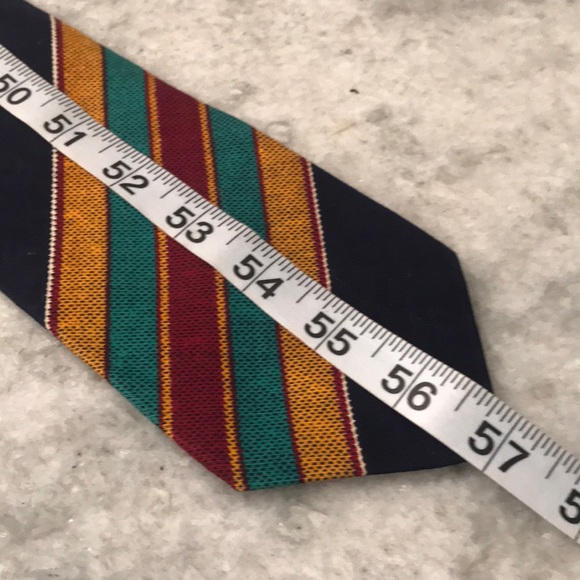 Lorenzo Selini Mens Tie Navy Blue Striped Art Deco Festival Formal City Artsy - Picture 5 of 5